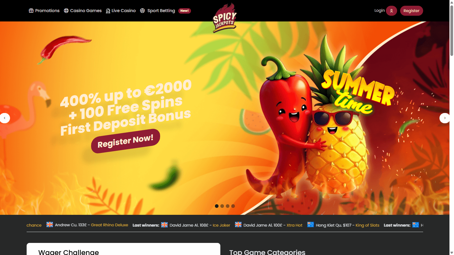 Spicy Jackpots Casino Desktop screenshot